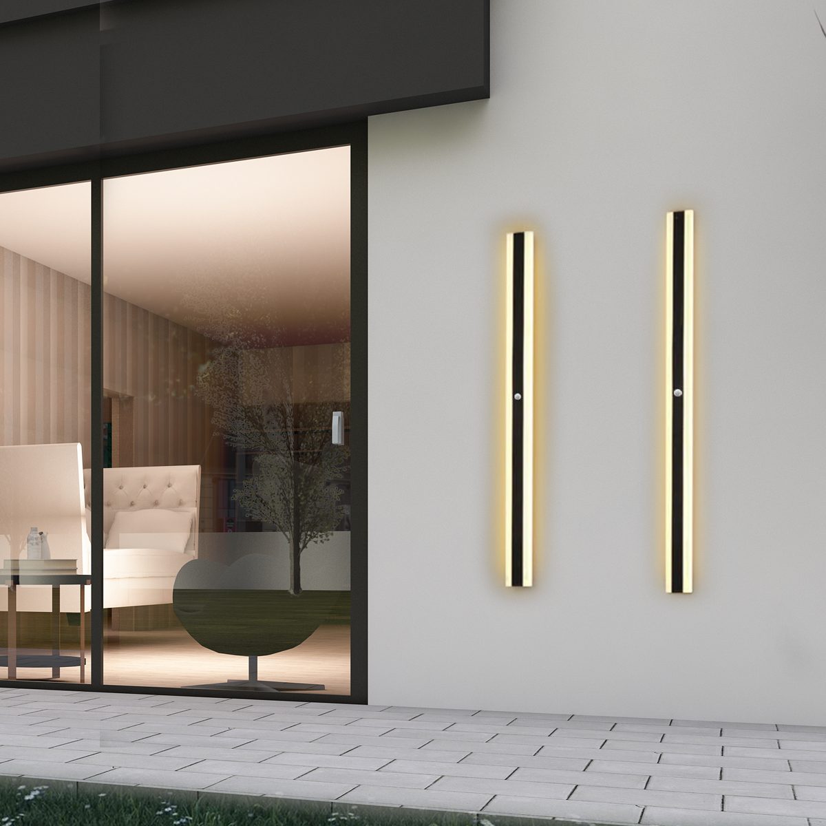 Minimalist Black Sensor Wall Lamp - Hexagonal Ring Metal Strip